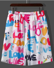 Men's Casual Summer Shirt Set Heart English Two-piece Co-ord Set