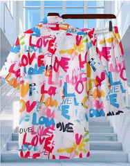 Men's Casual Summer Shirt Set Heart English Two-piece Co-ord Set