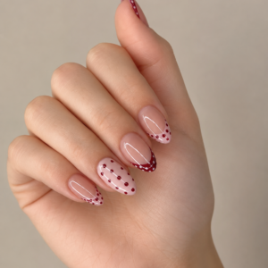 Alternative view of Glamorous Burgundy Dot Manicure