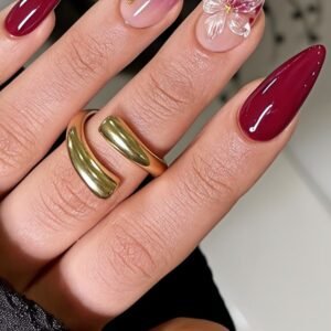 Crimson Ombré with 3D Crystal Flower